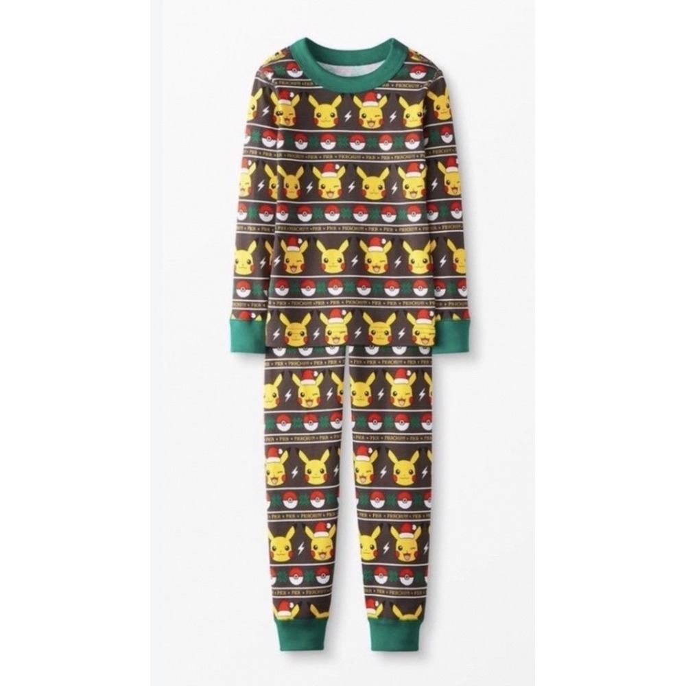 Hanna Andersson Pokemon Pikachu Christmas Pajama Set Organic Cotton Adult M